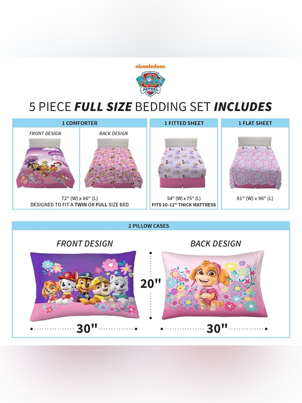 Nickelodeon PAW Patrol Pink & Purple Kids Bedding Set - Picture 2 of 5